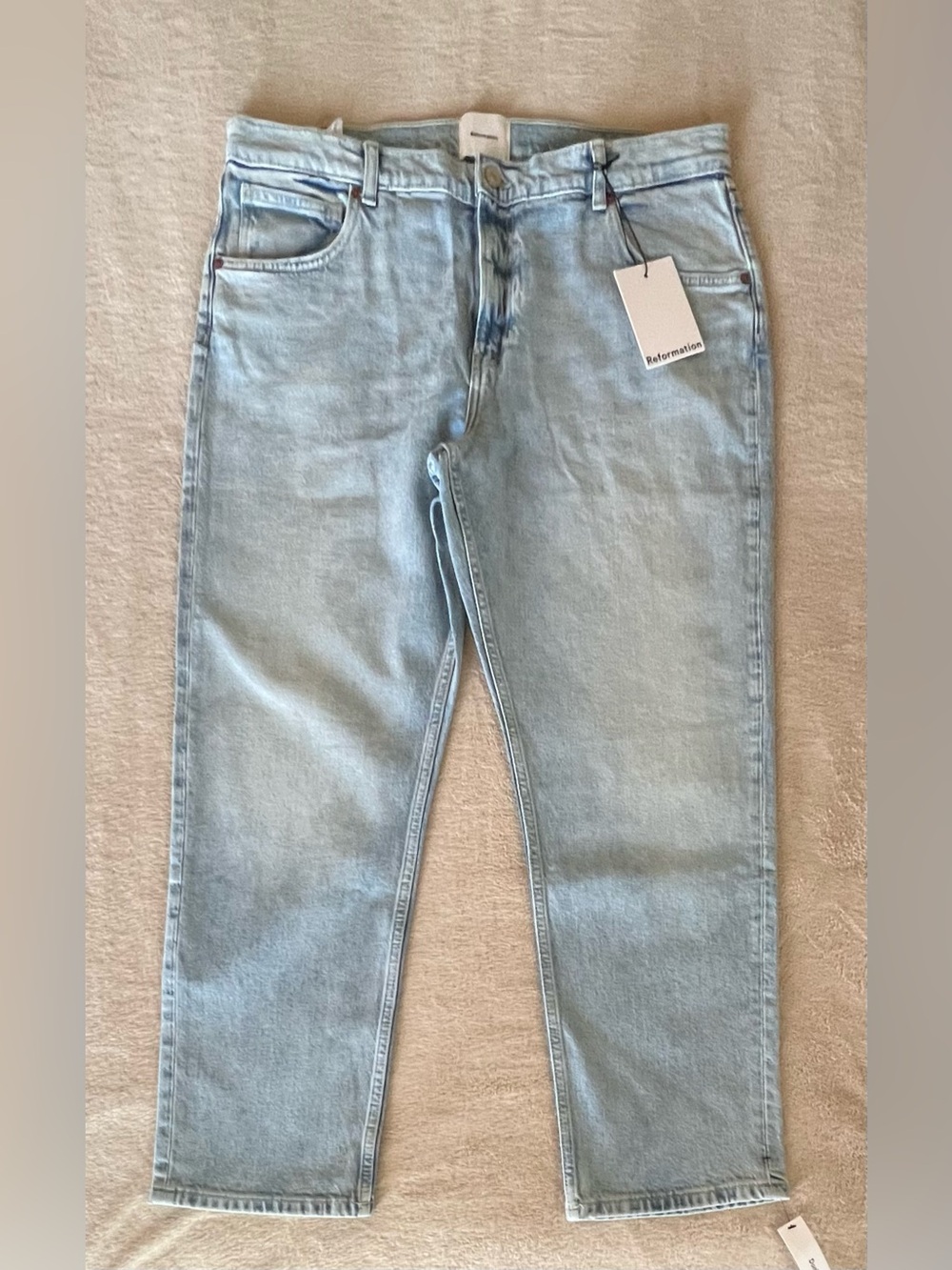 NWT Reformation Luca Stretch Low Rise Slim Straight Cropped Jeans